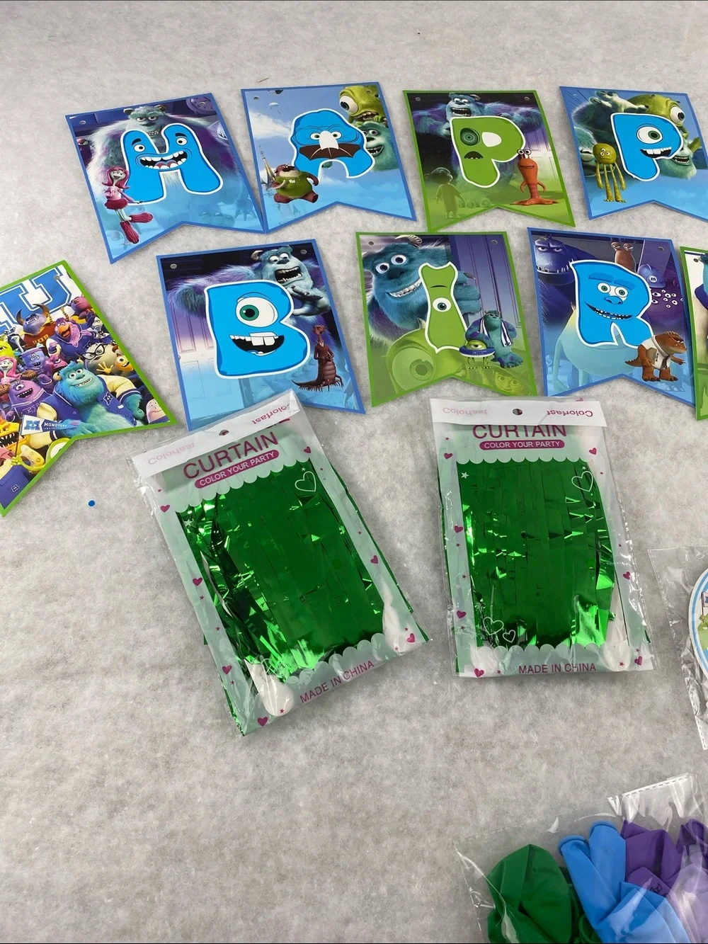 Monsters inc Birthday Banner Party Kit - Blue & Green